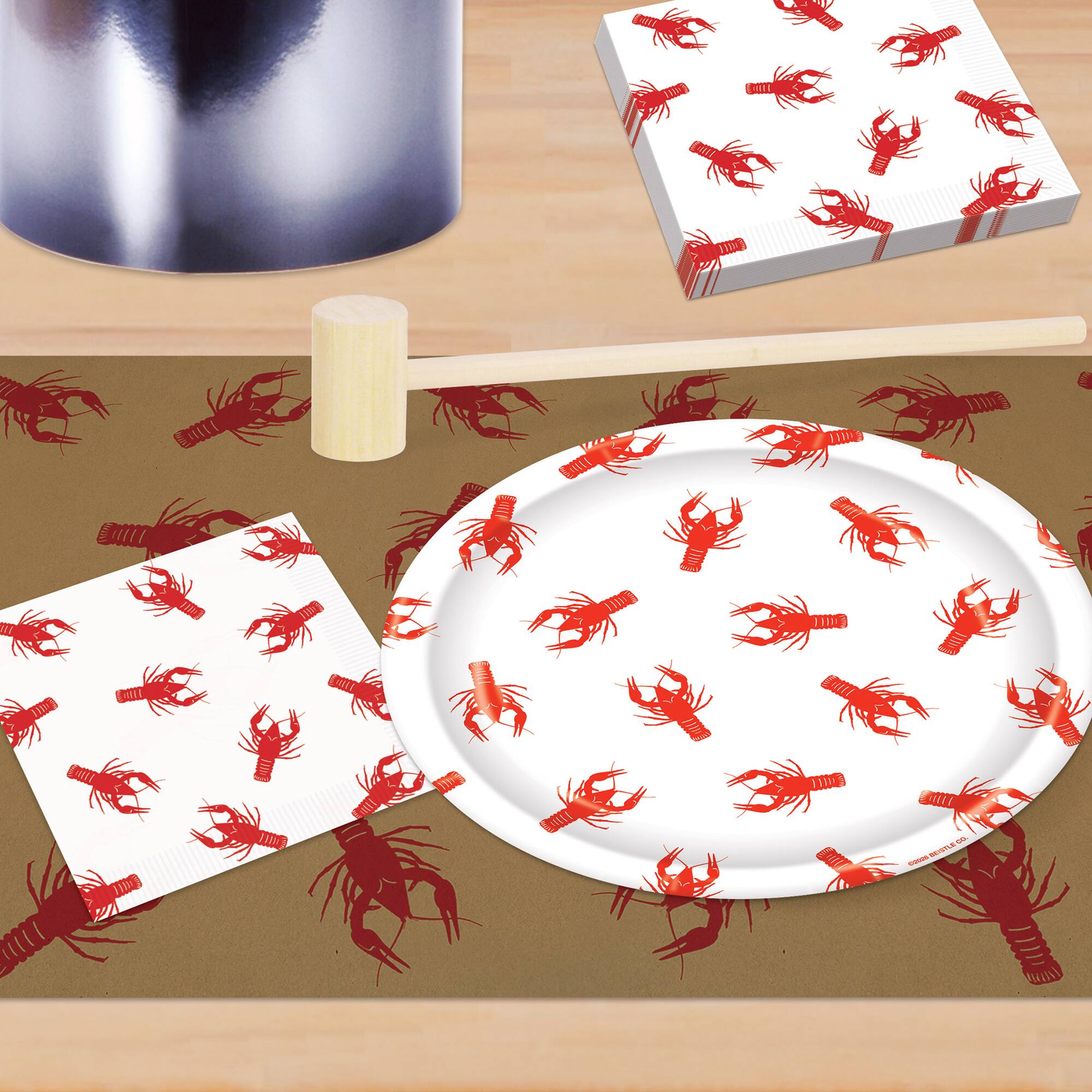 Beistle 4.94" x 4.94" Crawfish Beverage Napkins, 2 Packs of 16